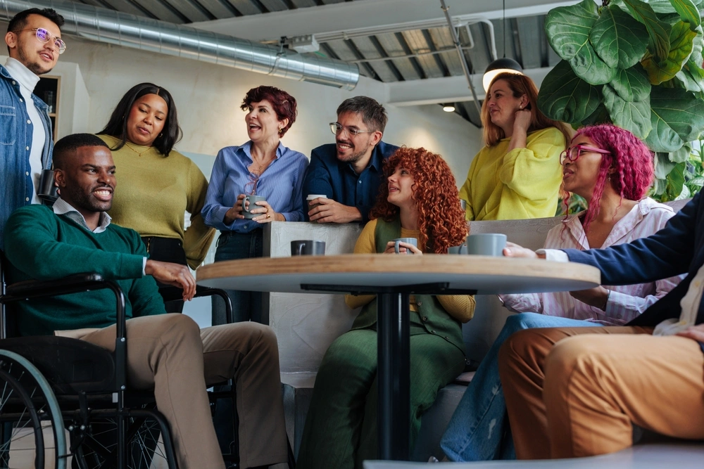 group of friends with some disabled friends